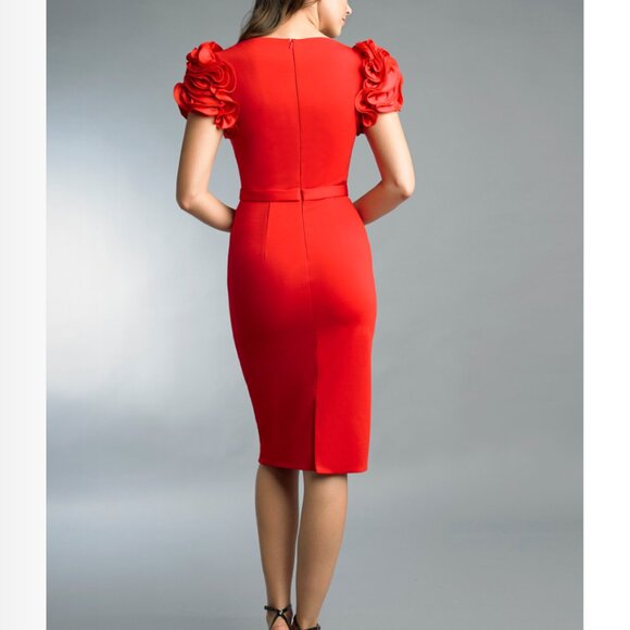 BASIX BLACK LABEL ROSETTE SLEEVE COCKTAIL DRESS IN BLACK - Picture 7 of 7